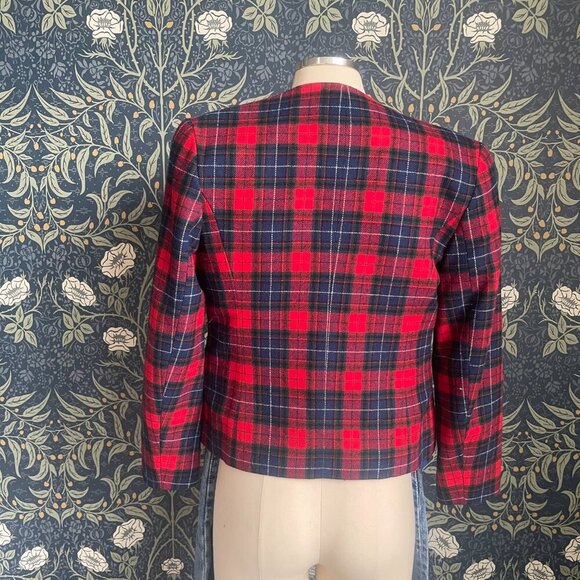 Pendleton Wool Red & Blue Tartan Cropped Jacket - Picture 3 of 10